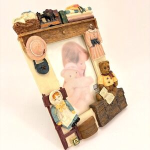 Vintage 1995 Figi Graphics 4x6 Resin Picture Frame Teddy Bear Doll Nursery Decor